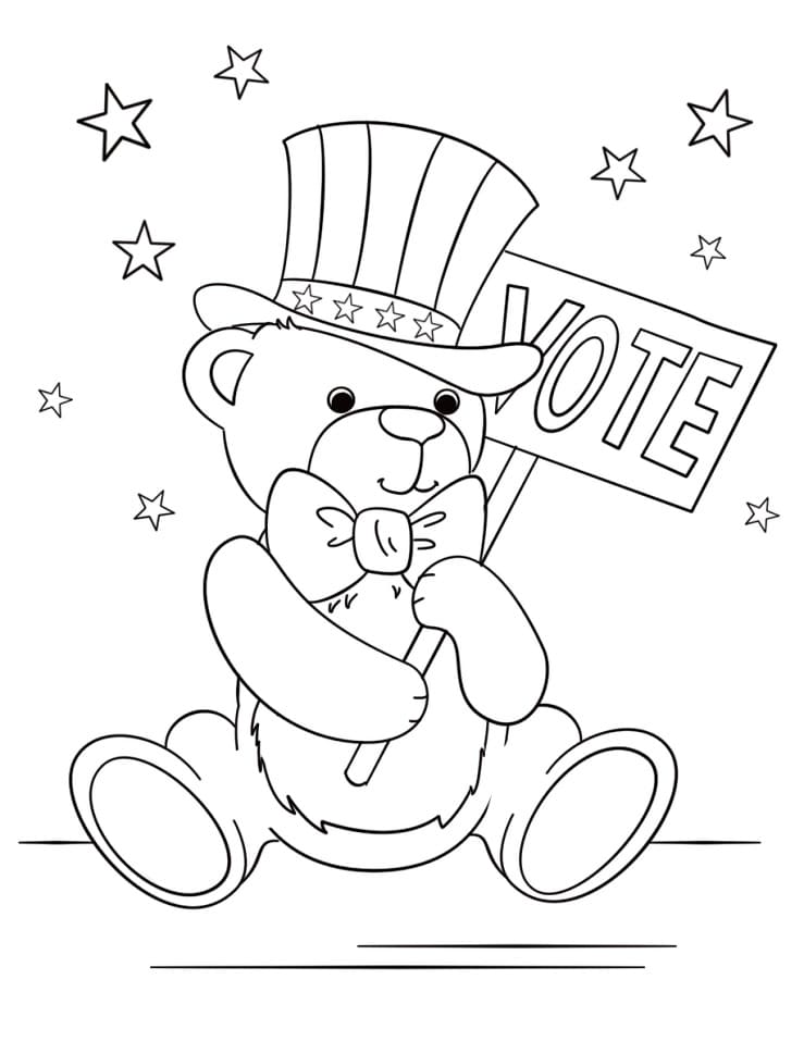 Patriotic Teddy Bear Coloring Game Patriotic Teddy Bear