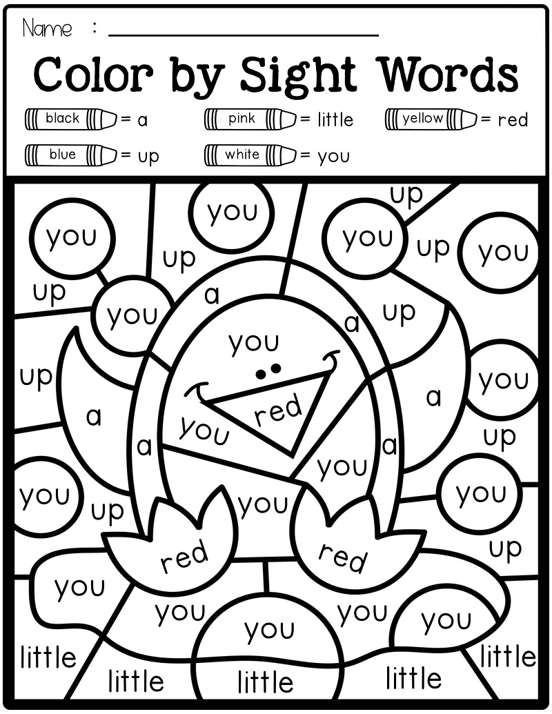 Penguin Sight Words Coloring Game Penguin Sight Words