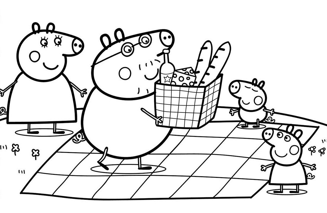 Peppa Pig Family Go for a Picnic Coloring Game Peppa Pig Family Go for a Picnic