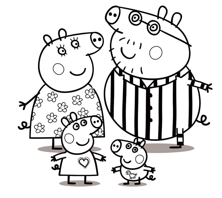 Peppa Pig Family in Pyjamas Coloring Game Peppa Pig Family in Pyjamas