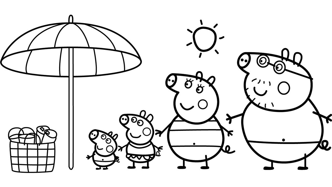 Peppa Pig Family on the Beach Coloring Game Peppa Pig Family on the Beach