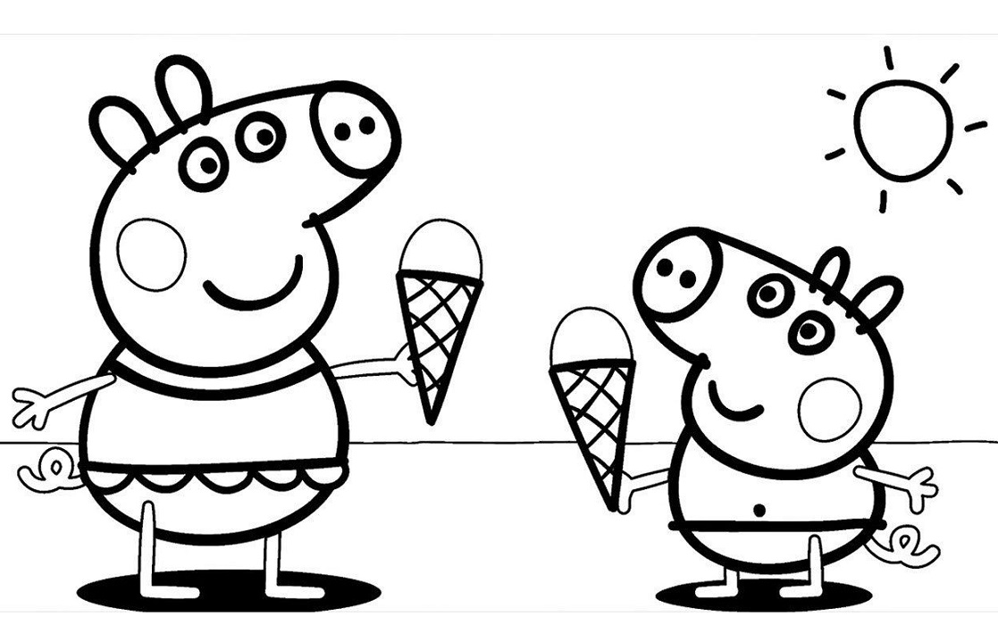 Peppa Pig on the Beach Coloring Game Peppa Pig on the Beach