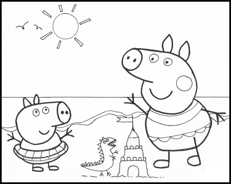 Peppa and George on the Beach Coloring Game Peppa and George on the Beach