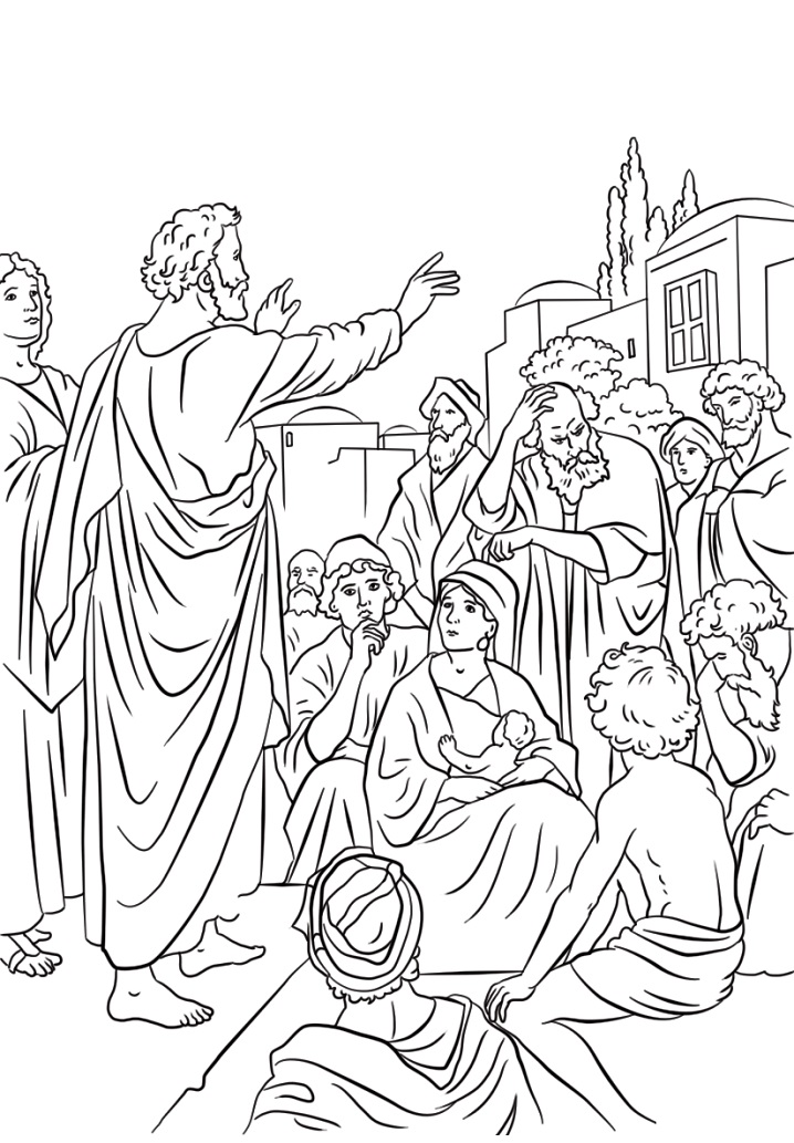 Peter Preaching at Pentecost Coloring Game Peter Preaching at Pentecost