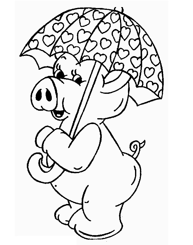 Pig with Umbrella Coloring Game Pig with Umbrella