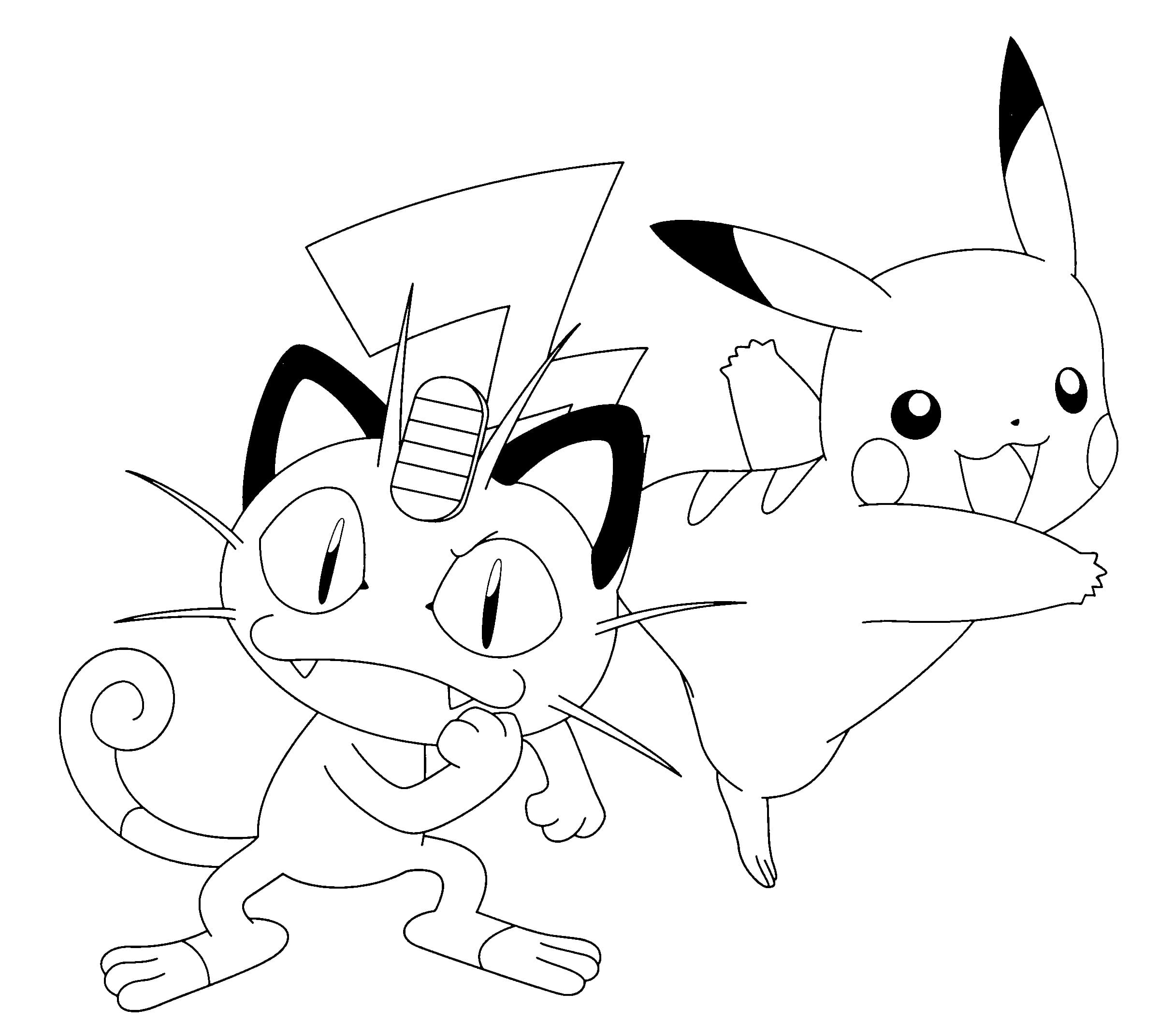 Pikachu and Meowth Pokemon Coloring Game Pikachu and Meowth Pokemon