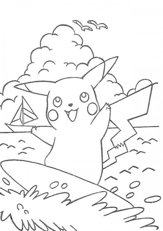 Pikachu on Surfboard