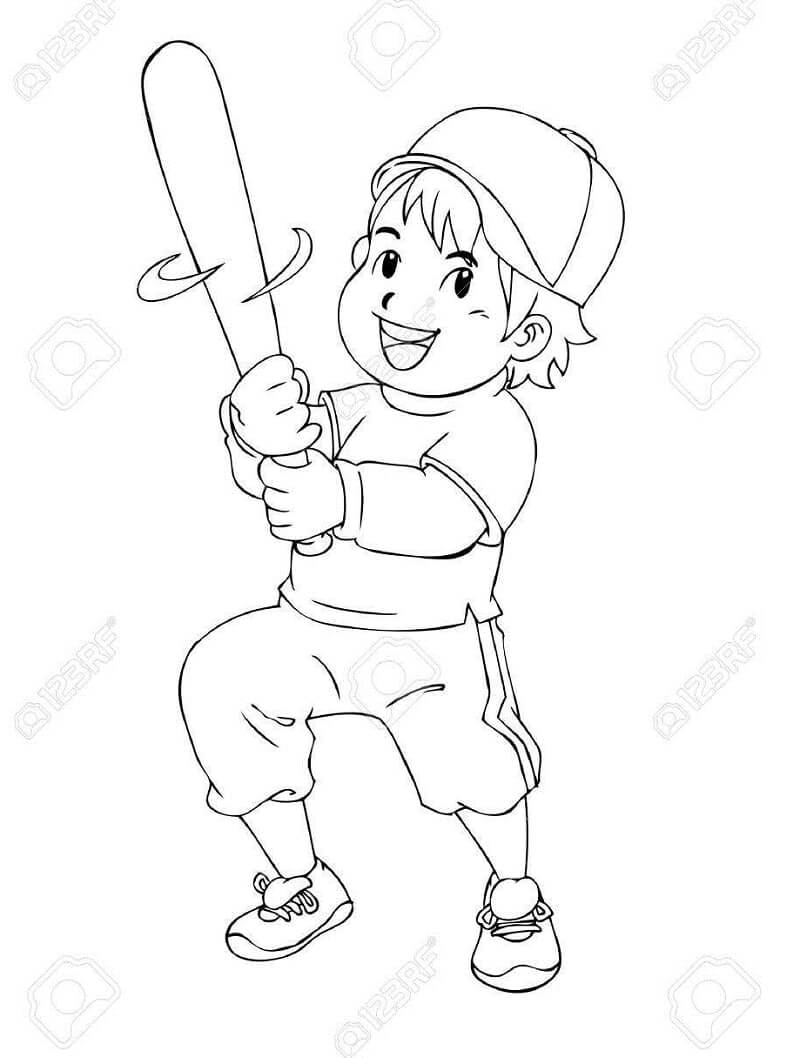 Boy Playing Baseball Coloring - Play Free Coloring Game Online