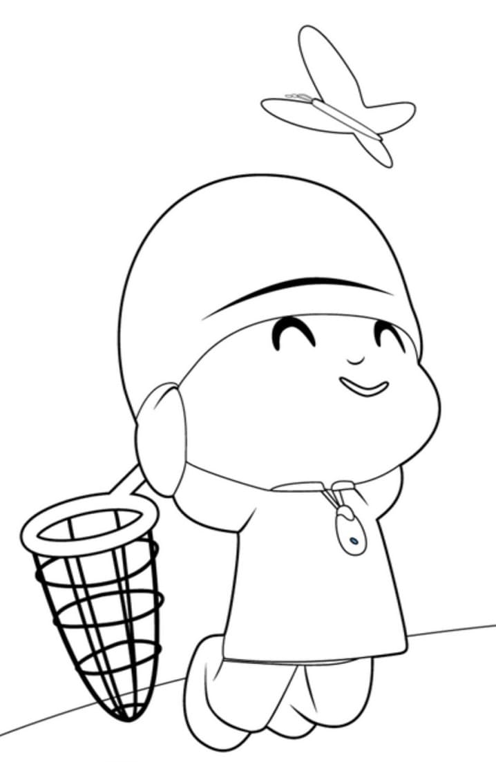 Pocoyo Catching Butterfly Coloring Game Pocoyo Catching Butterfly