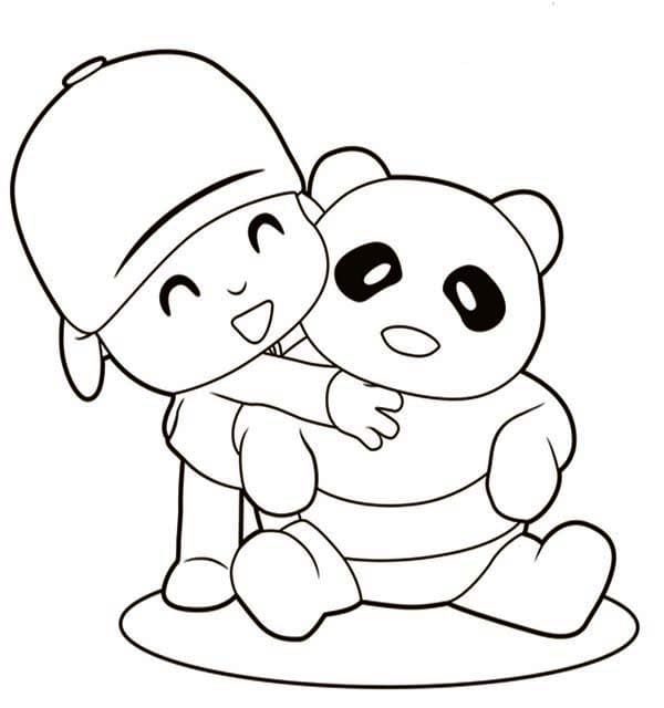 Pocoyo Hugs Panda Coloring Game Pocoyo Hugs Panda