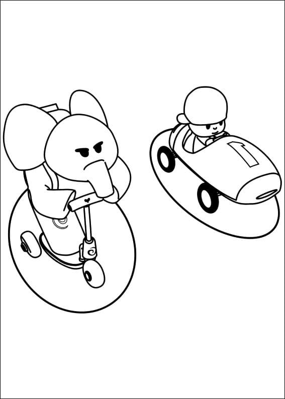 Pocoyo and Elly Racing Coloring Game Pocoyo and Elly Racing