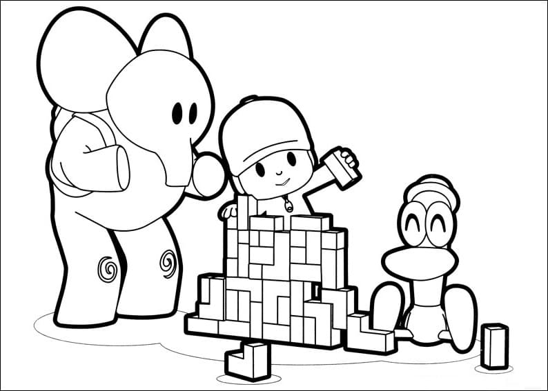 Pocoyo and Friends Playing Coloring Game Pocoyo and Friends Playing
