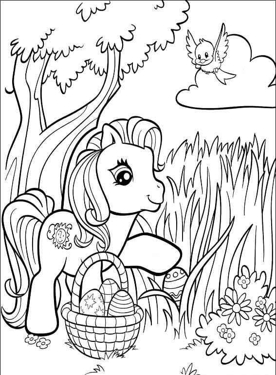 Pony and Easter Basket Coloring Game Pony and Easter Basket