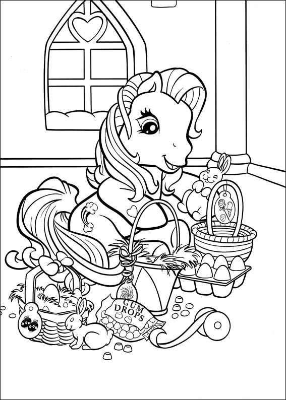 Pony with Easter Basket Coloring Game Pony with Easter Basket