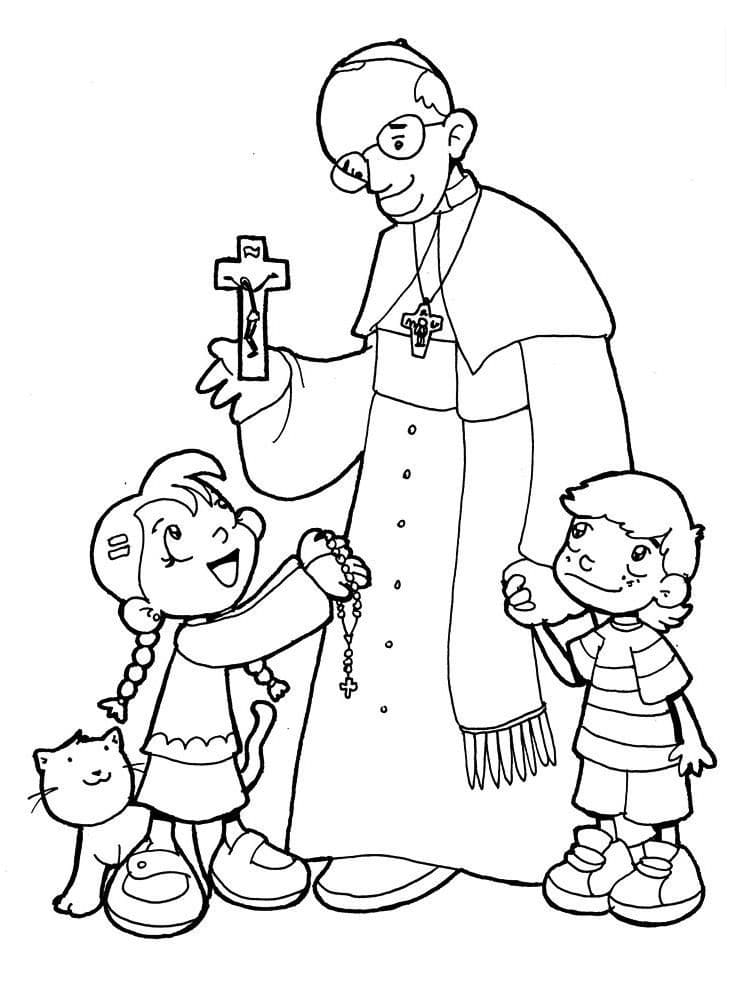 Pope Francis and Children Coloring Game Pope Francis and Children