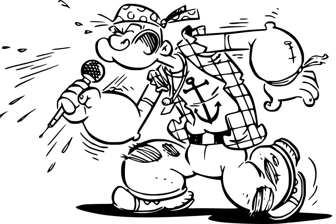 Popeye Singing Coloring Game Popeye Singing