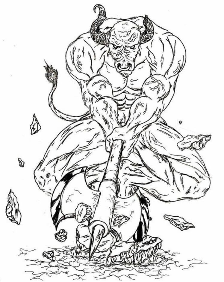 Powerful Minotaur Coloring Game Powerful Minotaur