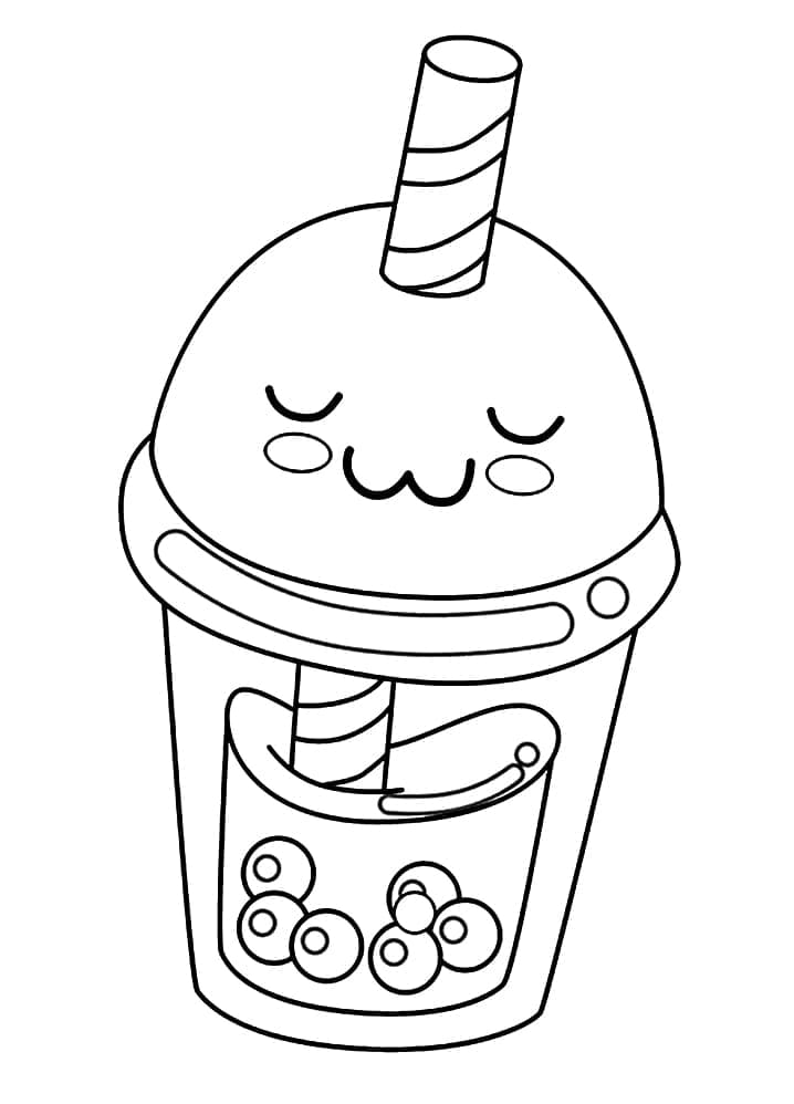 Printable Kawaii Boba Tea Coloring - Play Free Coloring Game Online