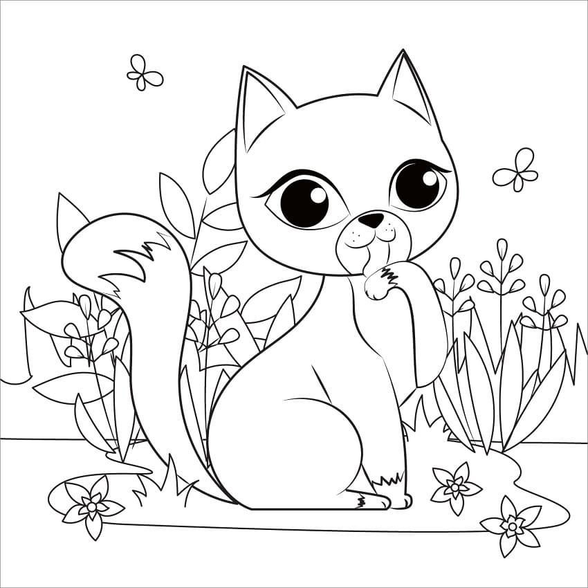 Printable Cute Cat Coloring Game Printable Cute Cat