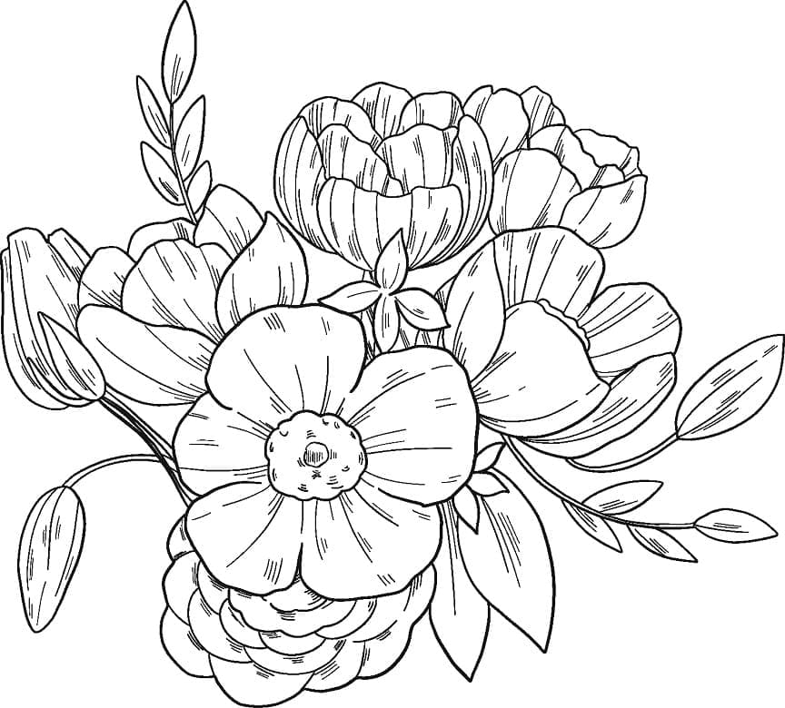 Printable Flower Bouquet Coloring Game Printable Flower Bouquet