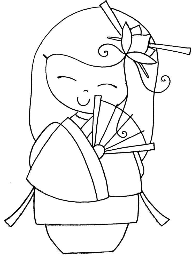 Printable Koneshi Doll coloring game