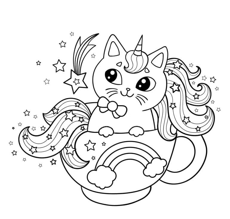 Printable Unicorn Cat Coloring Game Printable Unicorn Cat