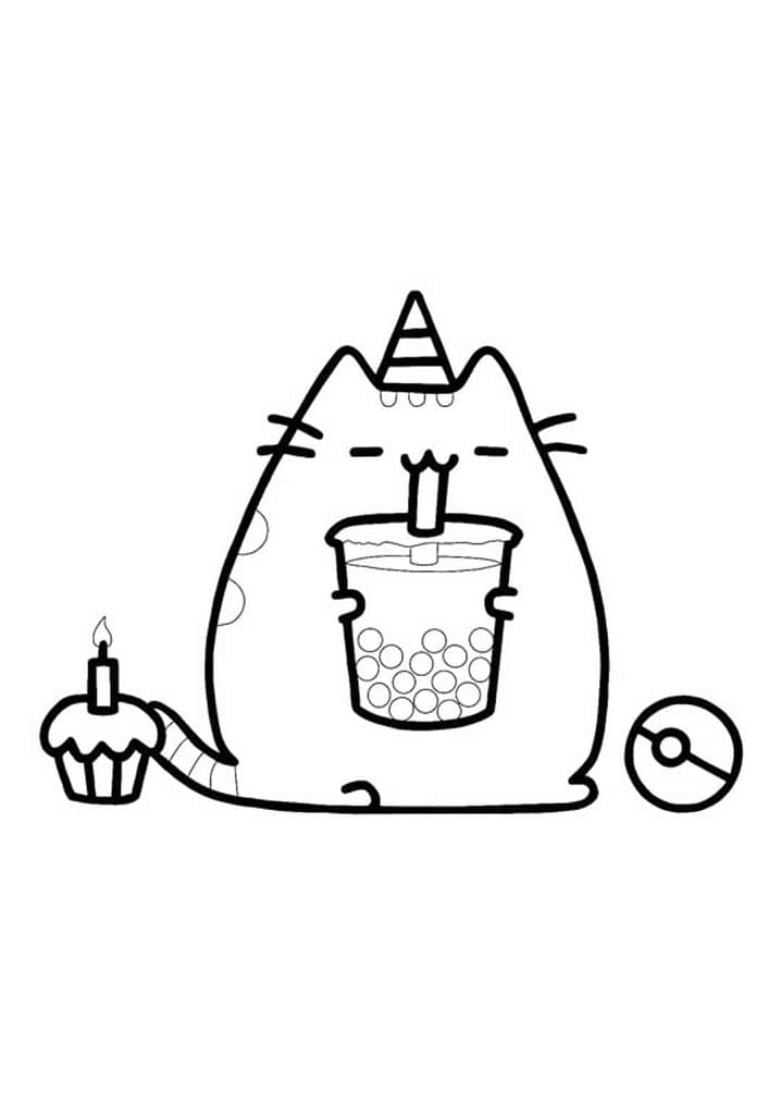 Pusheen Drinking Milktea