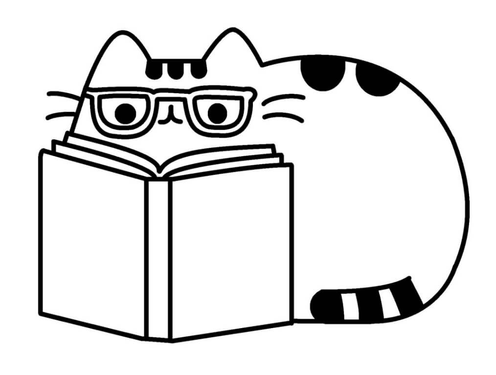 Pusheen Reading Book