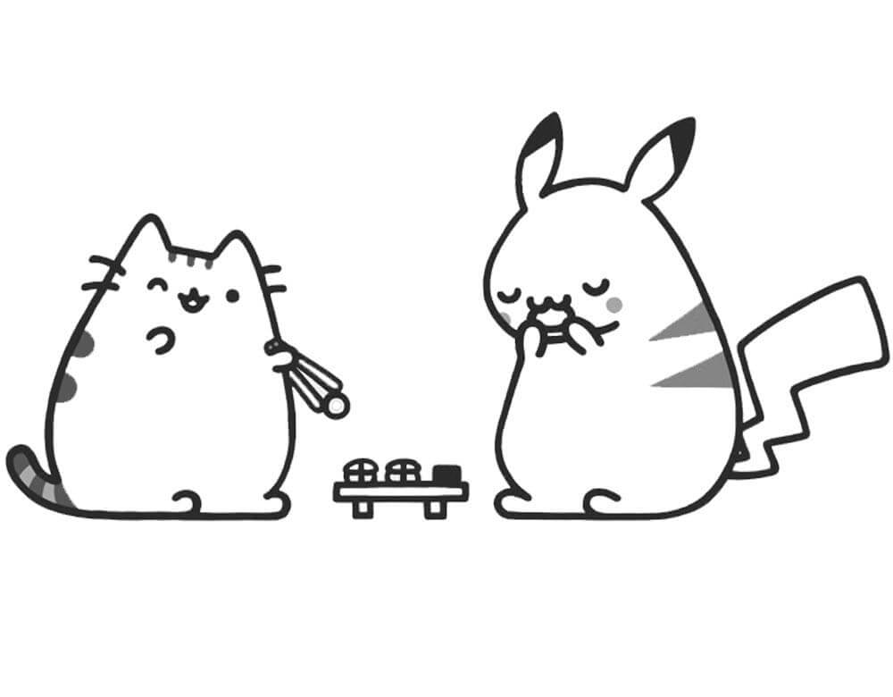 Pusheen and Pikachu