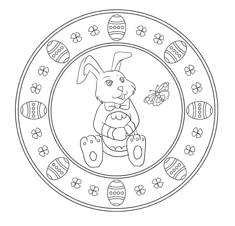 Mandala Easter with Rabbit Coloring - Play Free Coloring Game Online