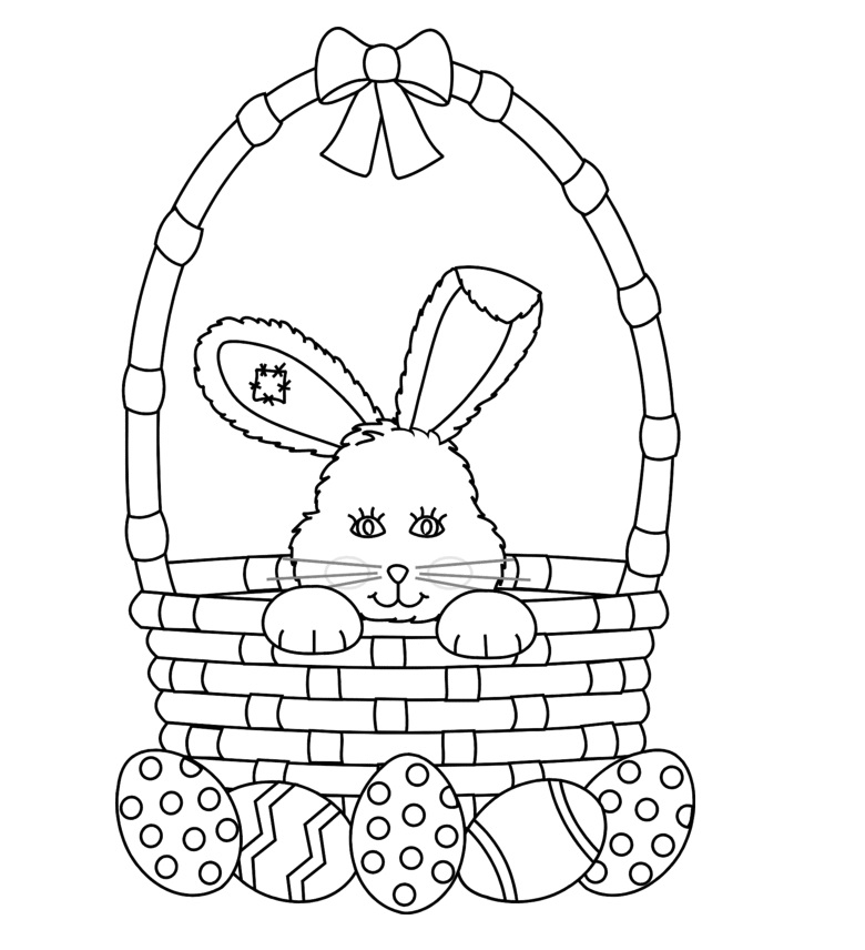 Rabbit in Easter Basket Coloring Game Rabbit in Easter Basket