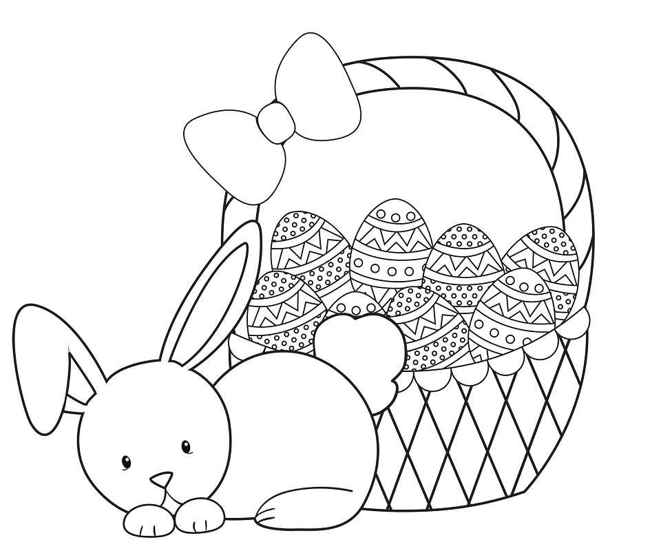Rabbit with Easter Basket Coloring Game Rabbit with Easter Basket