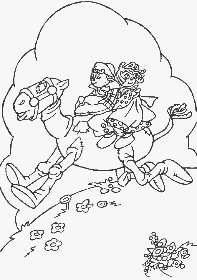 Raggedy Ann and Andy Riding Horse