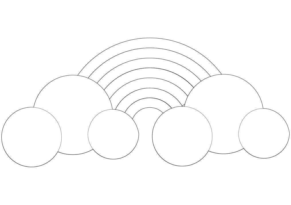 Rainbow and Clouds to Color