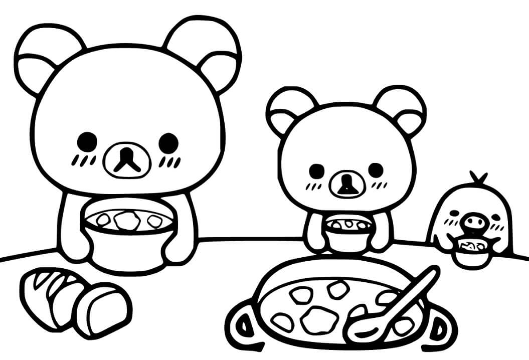 Rilakkuma Having Dinner