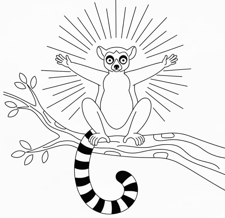 Ring-Tailed Lemur Sun Worshipper