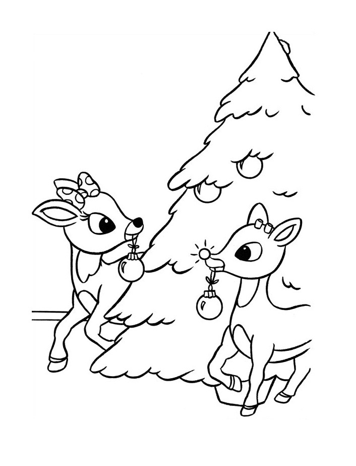 Rudolph and Christmas Tree Coloring Game Rudolph and Christmas Tree