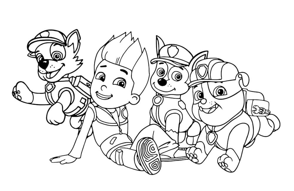 Ryder with Chase Rocky and Rubble Coloring Game Ryder with Chase Rocky and Rubble