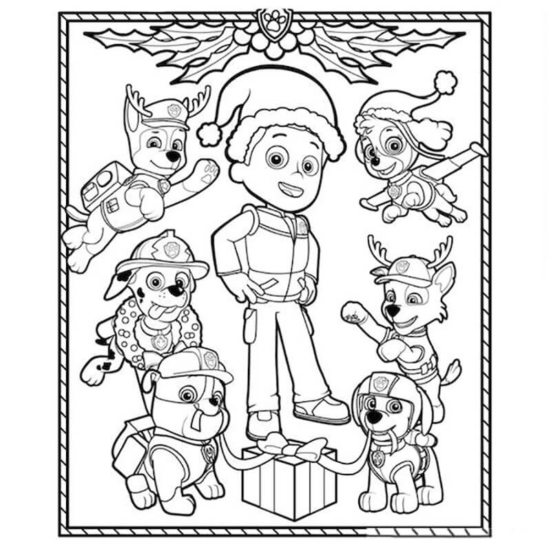 Ryder with friends at Christmas Coloring Game Ryder with friends at Christmas