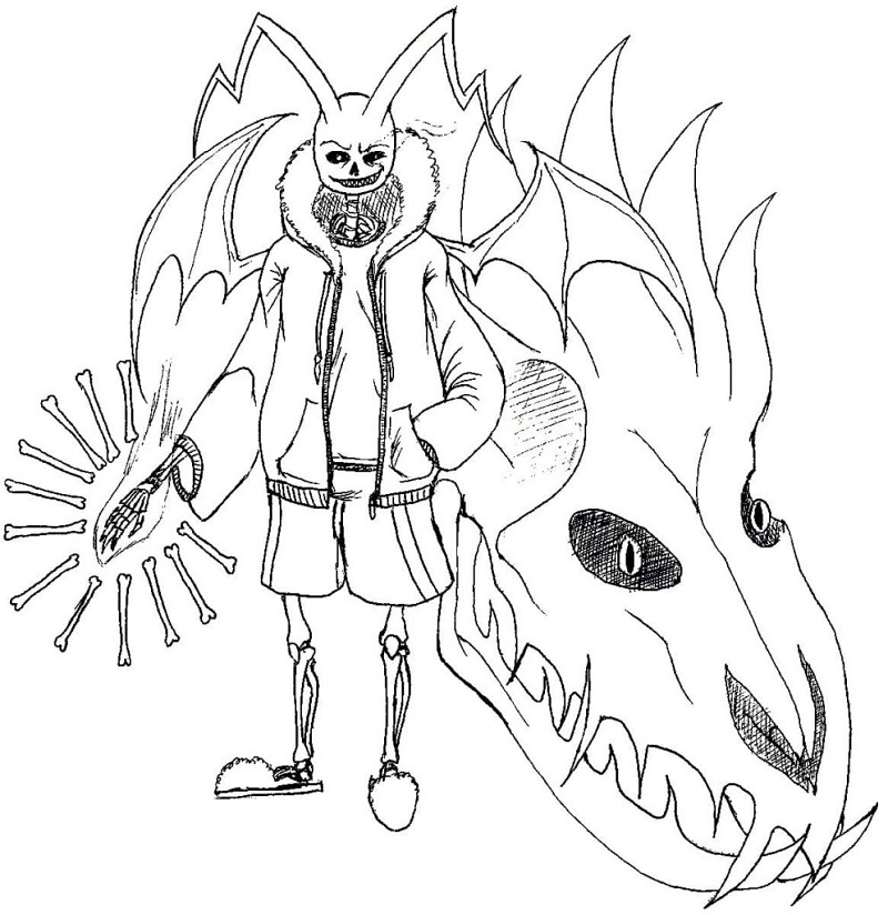 Sans and Dragon coloring page Coloring Game Sans and Dragon coloring page