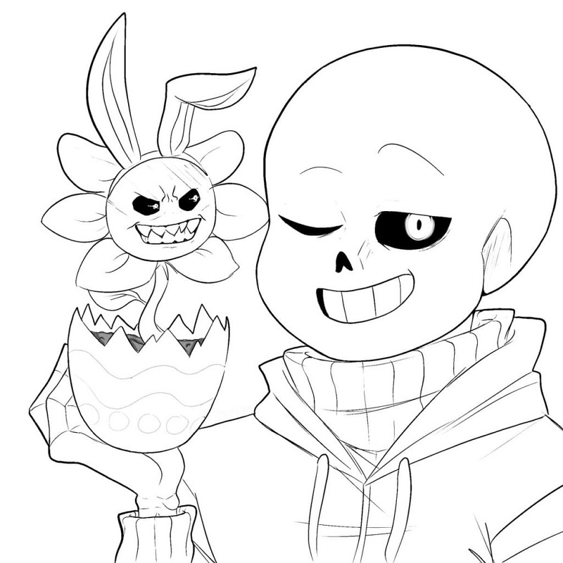 Sans and Flowey coloring page Coloring Game Sans and Flowey coloring page