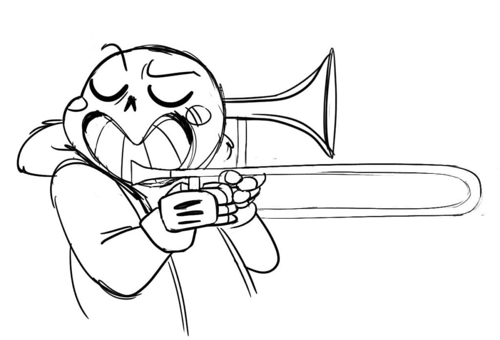 Sans with Trumpet coloring page Coloring Game Sans with Trumpet coloring page