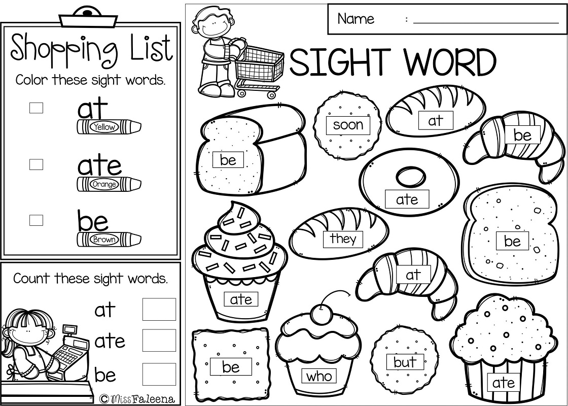 Shopping List Sight Words Coloring Game Shopping List Sight Words