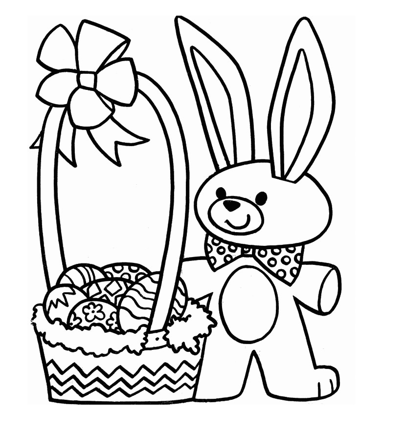 Simple Rabbit with Easter Basket Coloring Game Simple Rabbit with Easter Basket