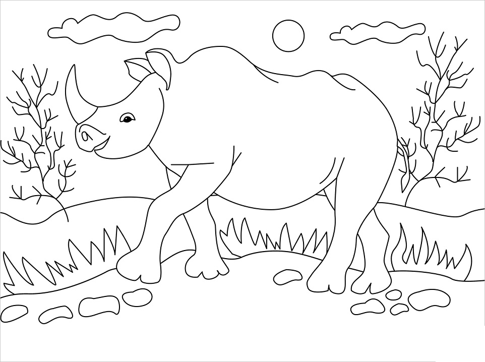 Simple Rhino Coloring Game Simple Rhino