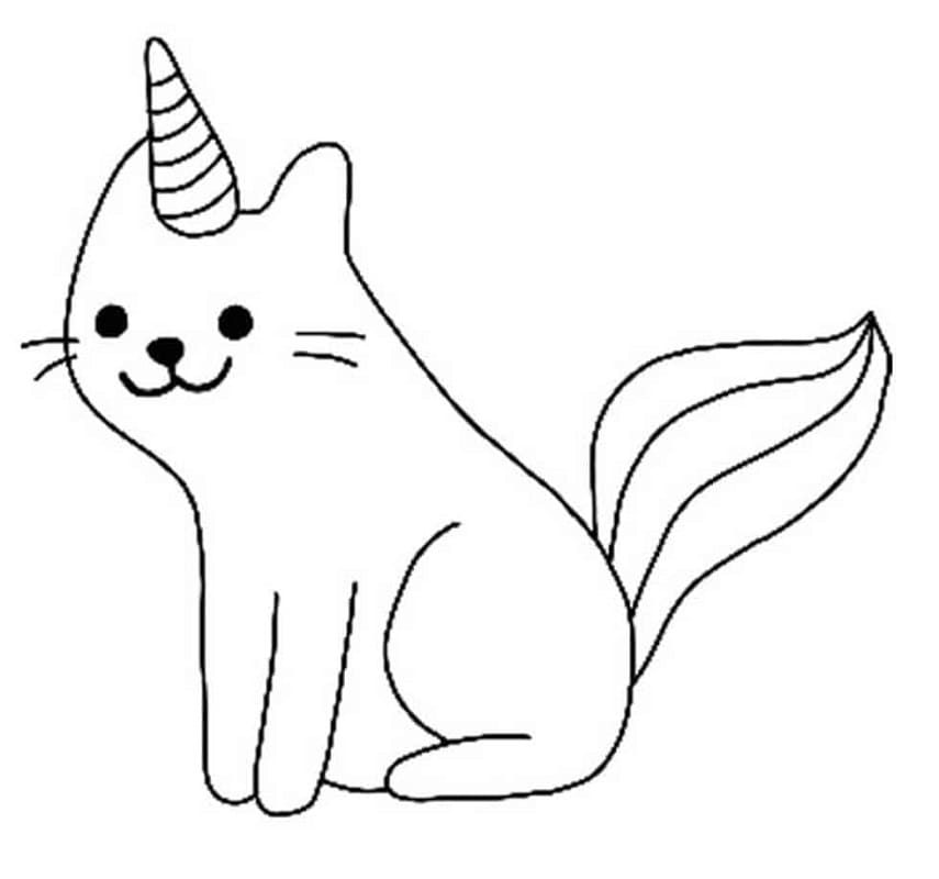 Simple Unicorn Cat Coloring Game Simple Unicorn Cat