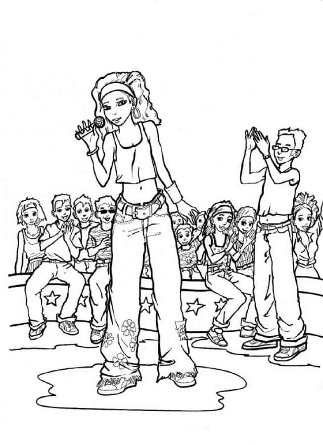 Singer on Stage Coloring Game Singer on Stage
