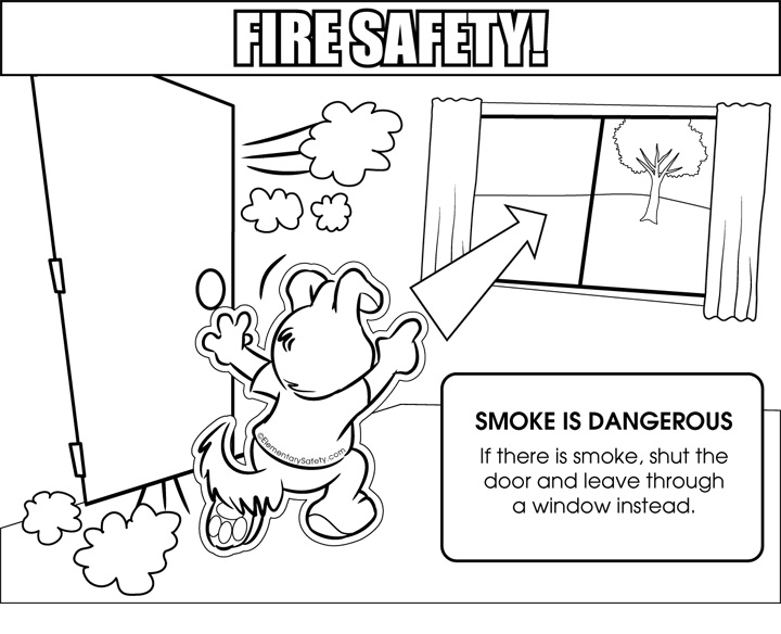 Smoke Is Dangerous Fire Safety coloring page