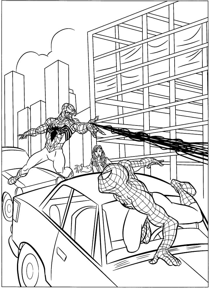 Spiderman and Venom Fighting Coloring Game Spiderman and Venom Fighting