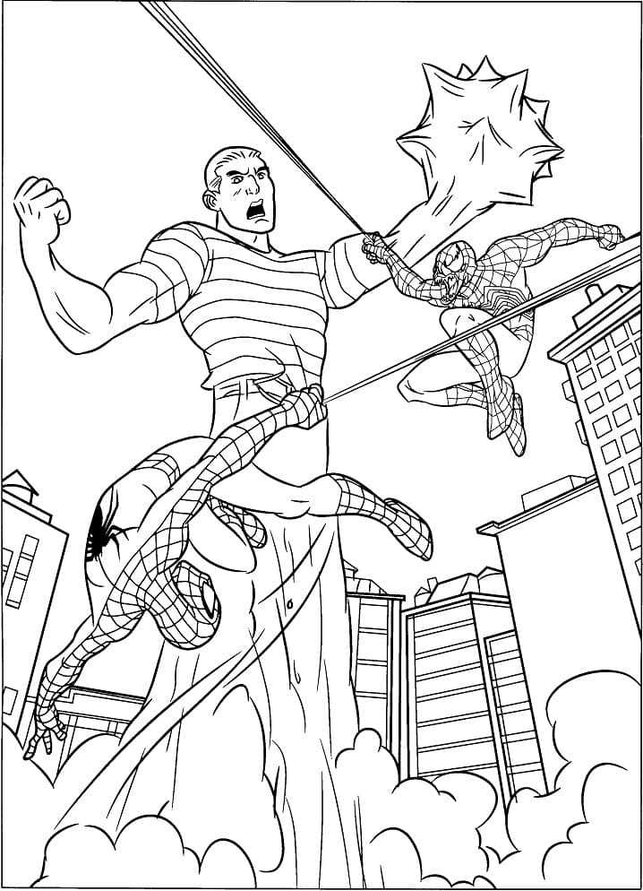 Spiderman vs Sandman and Venom Coloring Game Spiderman vs Sandman and Venom